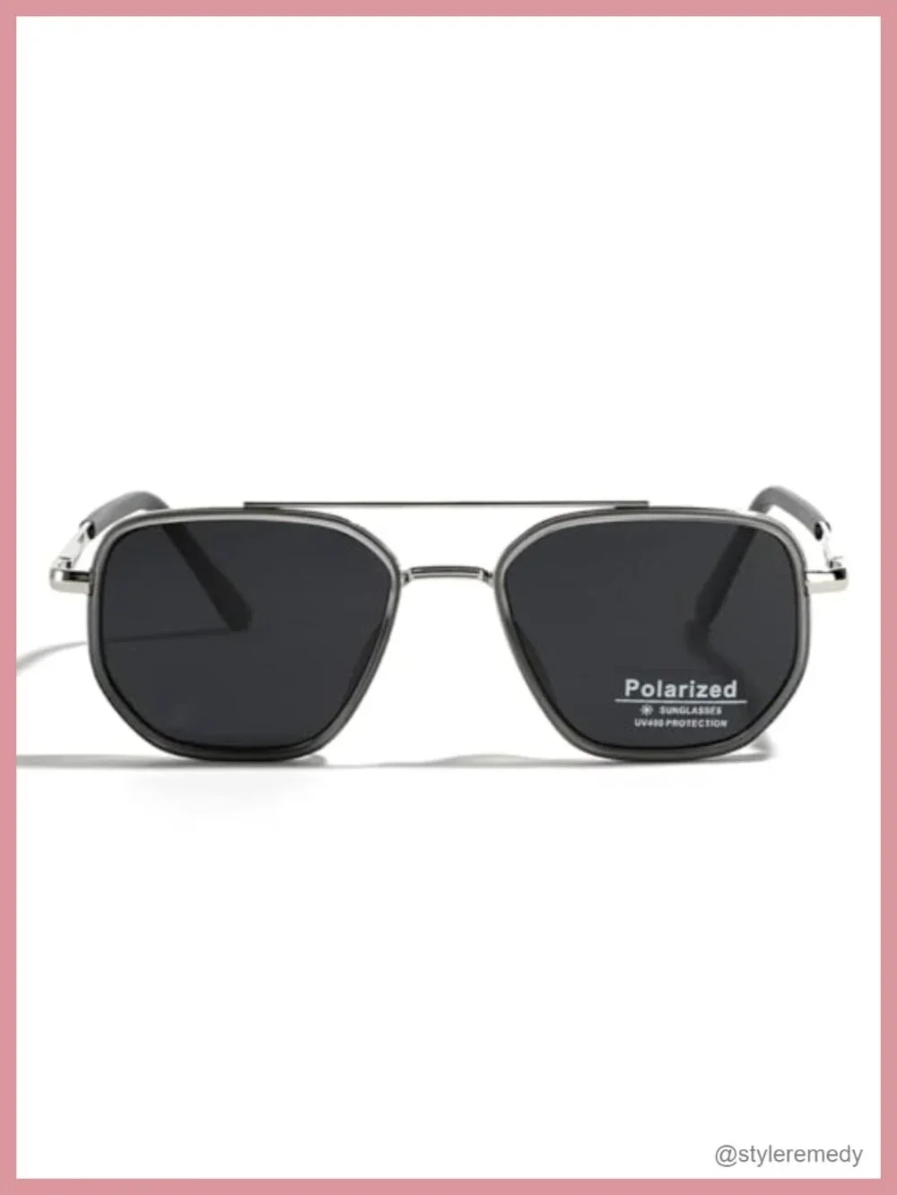 Polarized TR90 Sunglasses Vintage Square Flattop Double Bridge Metal UV400